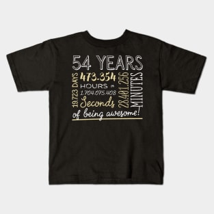 54th Birthday Gifts - 54 Years of being Awesome in Hours & Seconds Kids T-Shirt